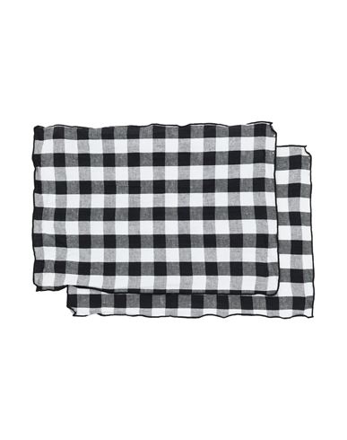 MAISON DE VACANCES MAISON DE VACANCES WASHED PLACEMAT BOURDON MIMI VICHY SET OF 2 PLACEMAT AND RUNNER BLACK SIZE - LINE