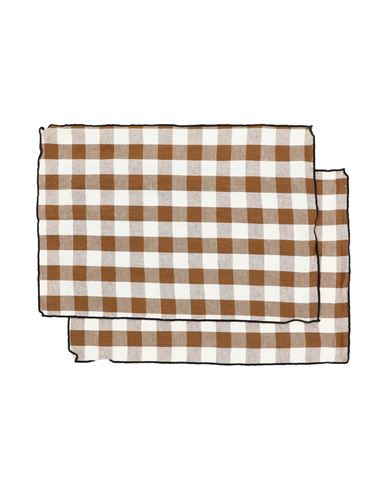 Maison De Vacances Washed Placemat Bourdon Mimi Vichy Set Of 2 Placemat And Runner Brown Size - Line In Beige