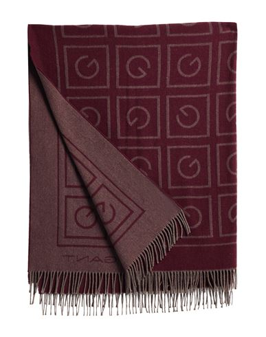 Gant Blanket Or Cover Burgundy Size - Recycled Cotton, Lambswool, Acrylic, Polyester