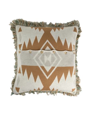 Alanui Pillow Or Pillow Case Camel Size - Virgin Wool, Polyamide In Sand