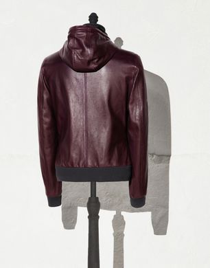 hooded plonge napa leather jacket