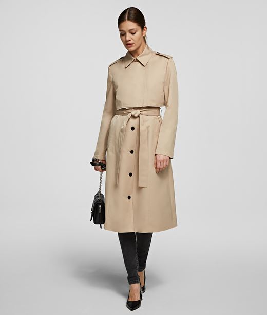 Woman Transformer Trench Coat Warm Sand 54% Cotton - 46% Polyester - Size: 6