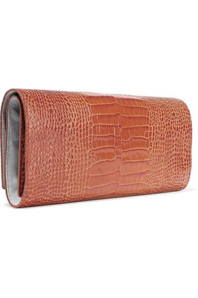Click to view more detailed imagery on our partner's website Smythson Woman Mara Croc-effect Leather Jewelry Roll Tan