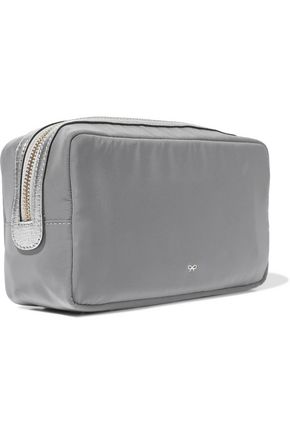 Anya Hindmarch Woman Appliquéd Metallic Textured Leather-trimmed Shell Cosmetics Case Gray
