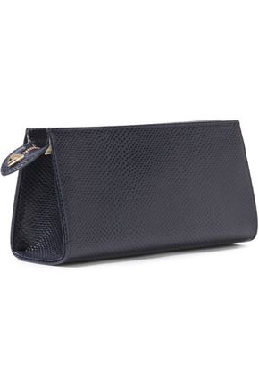 Aspinal Of London Lizard-effect Leather Cosmetics Case In Midnight Blue