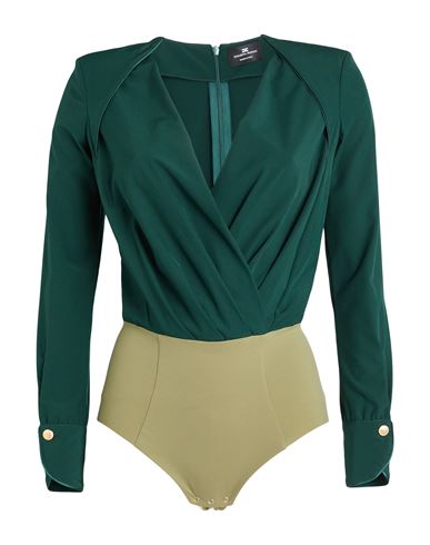 Elisabetta Franchi Woman Bodysuit Dark Green Size 2 Polyester, Elastane, Polyamide