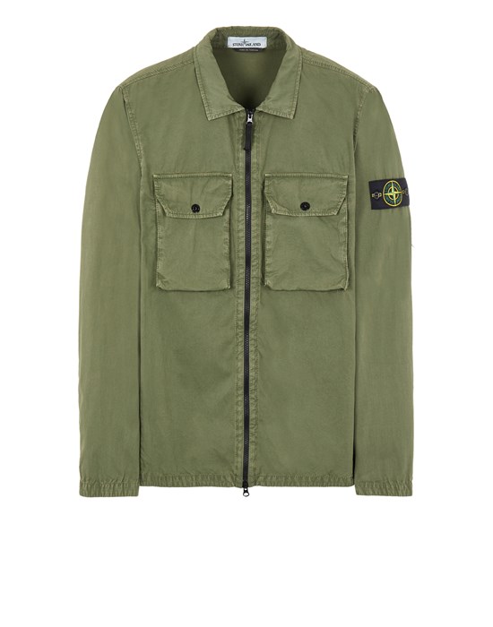 Sold out - STONE ISLAND 113WN BRUSHED COTTON CANVAS_'OLD' EFFECT Over Shirt Man Sage Green