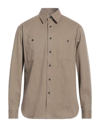 Shop Dunhill Man Shirt Khaki Size Xl Cotton, Cashmere, Elastane, Wool In Beige
