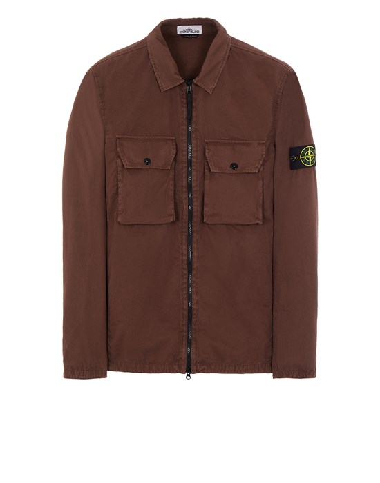 Over Shirt Herr 113WN BRUSHED COTTON CANVAS_'OLD' EFFECT Front STONE ISLAND