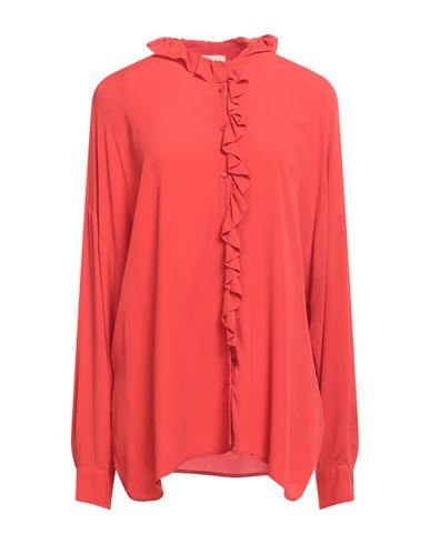 Her Shirt Her Dress Woman Shirt Tomato Red Size S Viscose, Silk