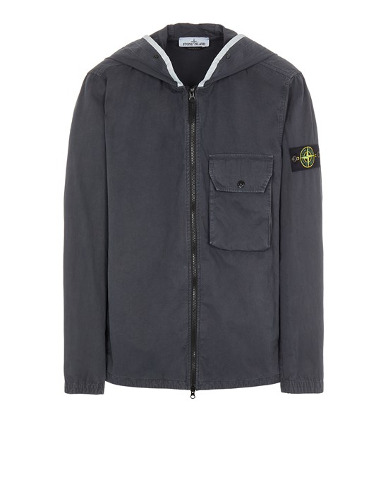 Over Shirt Man 114WN BRUSHED COTTON CANVAS_'OLD' EFFECT Front STONE ISLAND