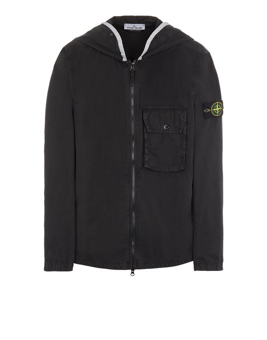 Over Shirt Man 114WN BRUSHED COTTON CANVAS_'OLD' EFFECT Front STONE ISLAND