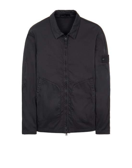 Sold out - STONE ISLAND 112F2 STRETCH COTTON LYOCELL SATIN_ GARMENT DYED_ GHOST PIECE Over Shirt Man Black