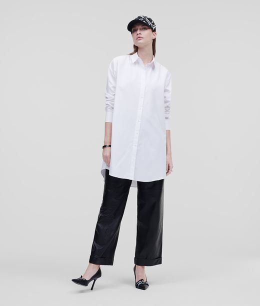 Woman Embellished Logo Tunic Shirt White 100% Organic cotton - Size: 6