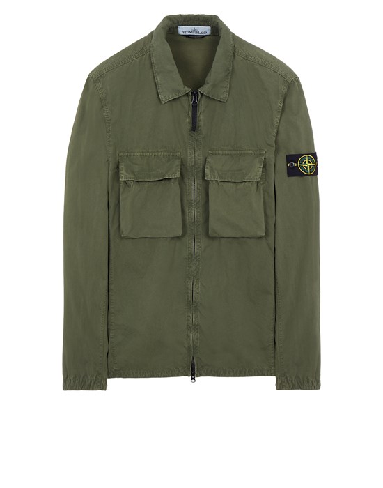  STONE ISLAND 114WN 'OLD' TREATMENT Over Shirt Man Olive Green