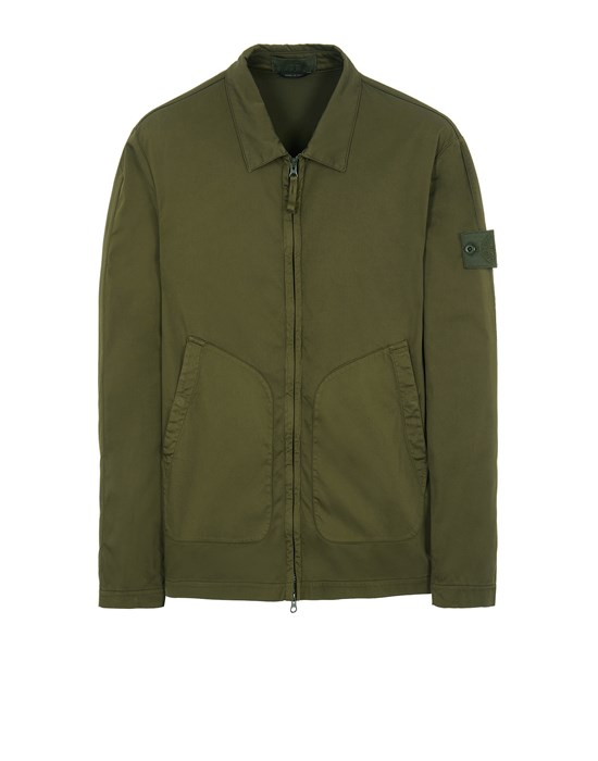  STONE ISLAND 112F2 STRETCH COTTON LYOCELL SATIN_ GARMENT DYED_ GHOST PIECE Over Shirt Man Military Green