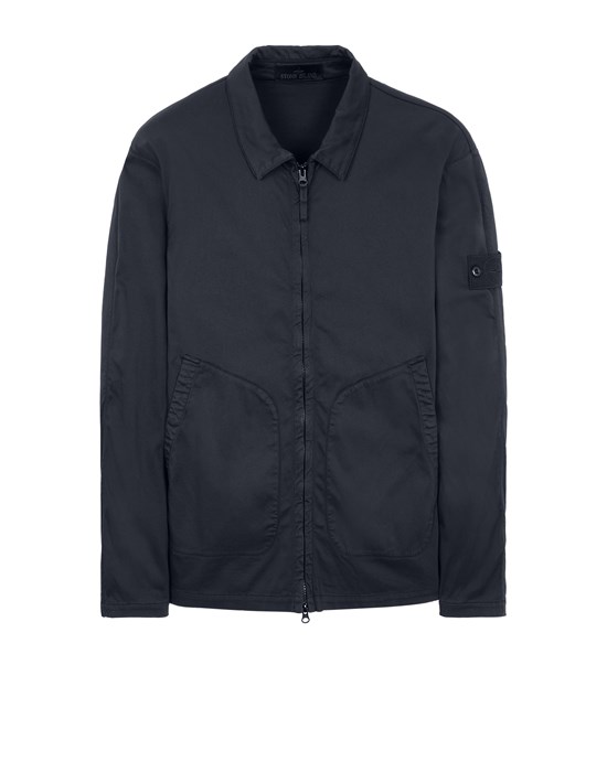  STONE ISLAND 112F2 STRETCH COTTON LYOCELL SATIN_ GARMENT DYED_ GHOST PIECE Over Shirt Man Blue