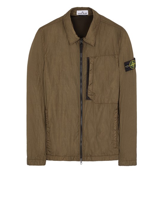  STONE ISLAND 10723 GARMENT DYED CRINKLE REPS RECYCLED NYLON Surchemise Homme Vert olive