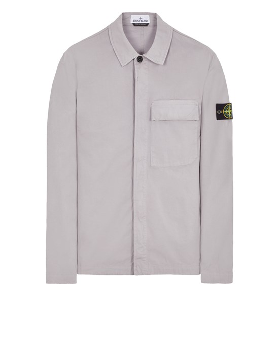 Shop Stone Island Shirts Gray Cotton, Elastane
