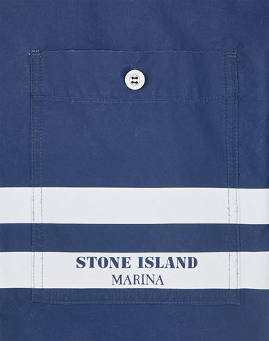 110X3 STONE ISLAND MARINA_PLATED COTTON CANVAS シャツ Stone Island ...
