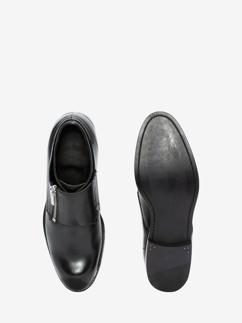 ALEXANDER MCQUEEN Zipper MonkStrap Leather Loafer, Black ModeSens