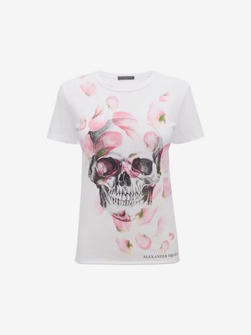 Petal Skull Print T Shirt | Alexander McQueen
