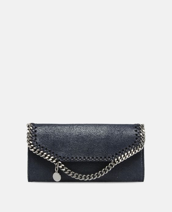 Navy Falabella Shaggy Deer Continental Wallet