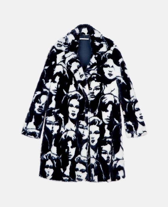 Fur Free Fur Faces Print Coat