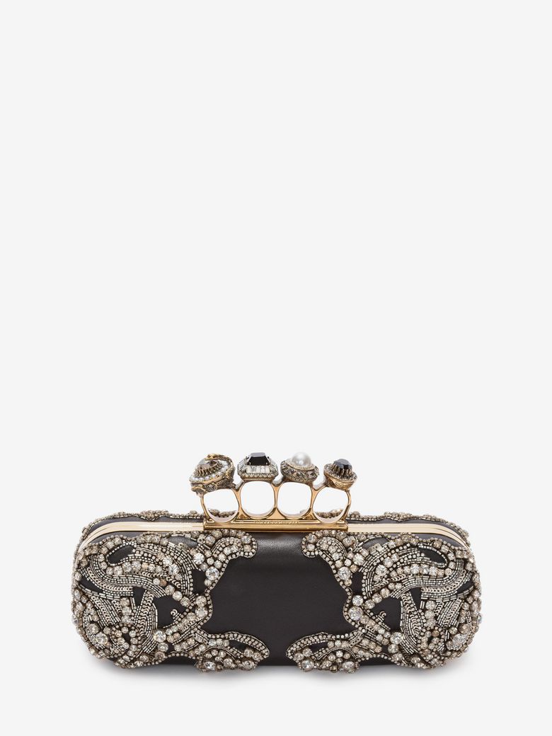 ALEXANDER MCQUEEN JEWELED FOUR RING CLUTCH,5306480OXDT1000
