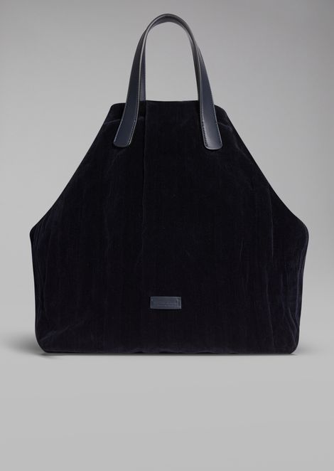 Velvet Tote Bag With Wrinkle Effect Man Giorgio Armani
