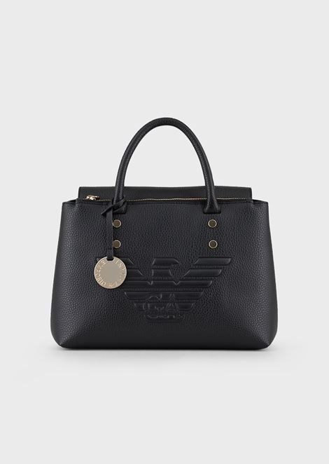 Handbag With Embossed Maxi Logo And Shoulder Strap For Women Emporio Armani