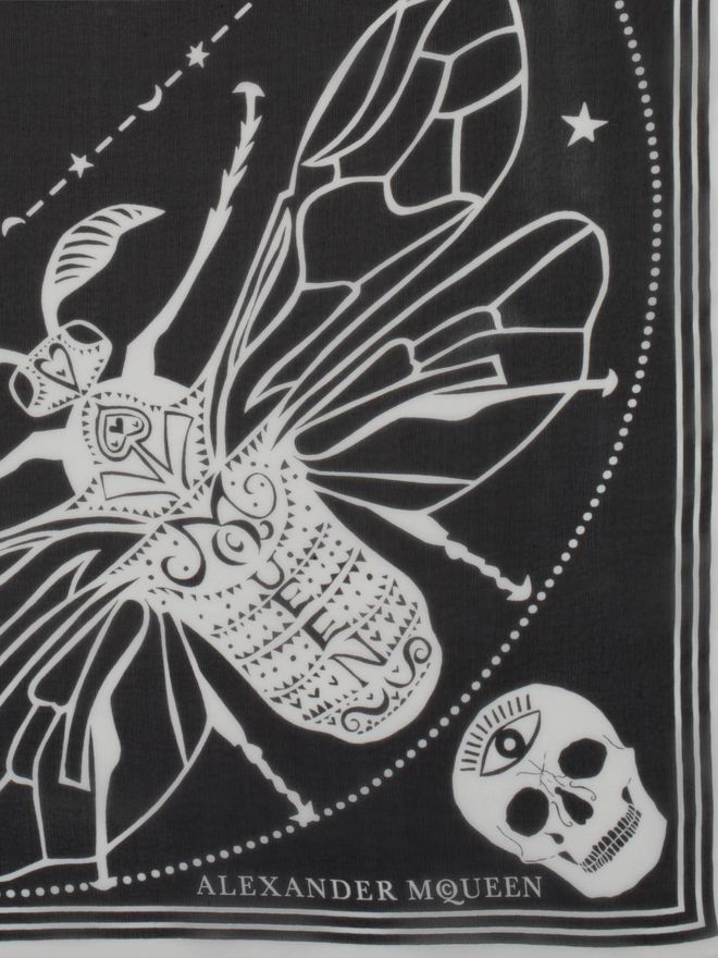 Silk Chiffon Zodiac Skull Scarf Alexander McQueen