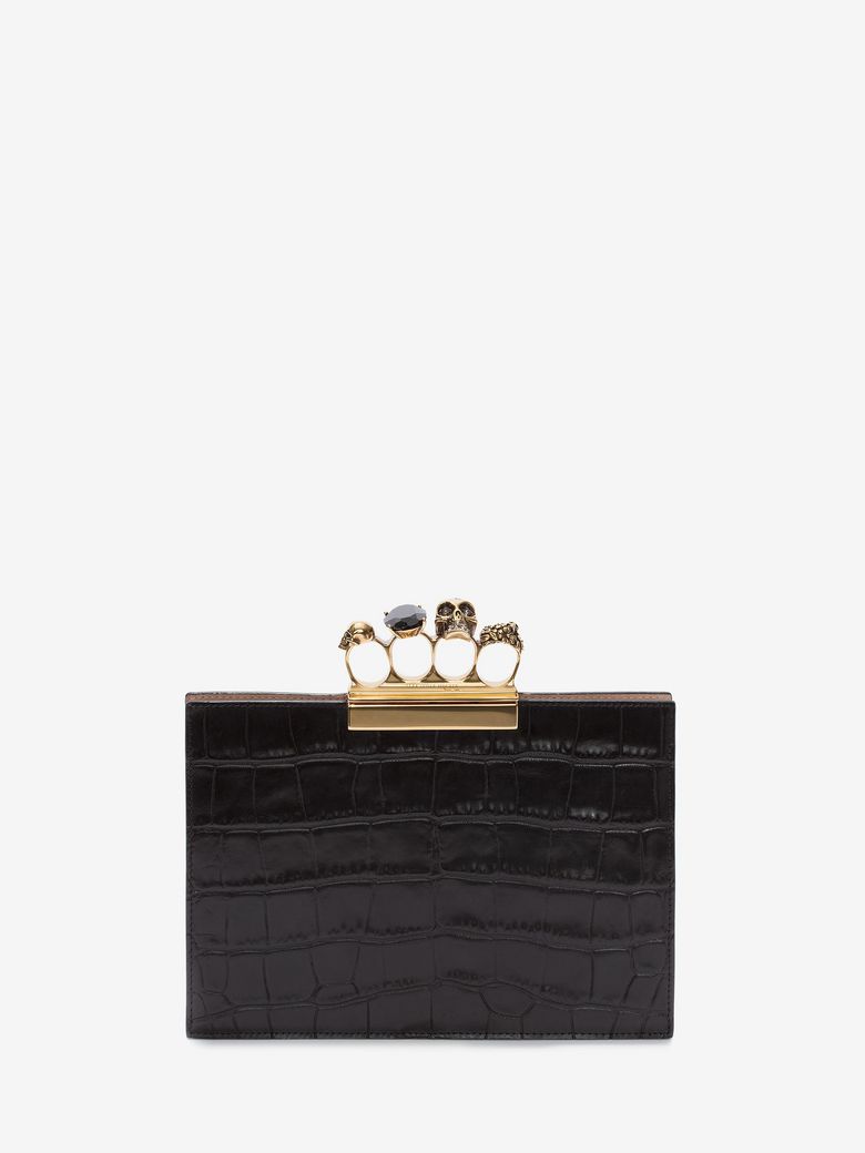 ALEXANDER MCQUEEN SMALL JEWELED FOUR-RING CLUTCH,530646DZT0T1000