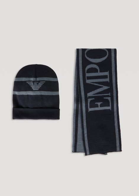 Hat and scarf set with maxi-logo | Man 