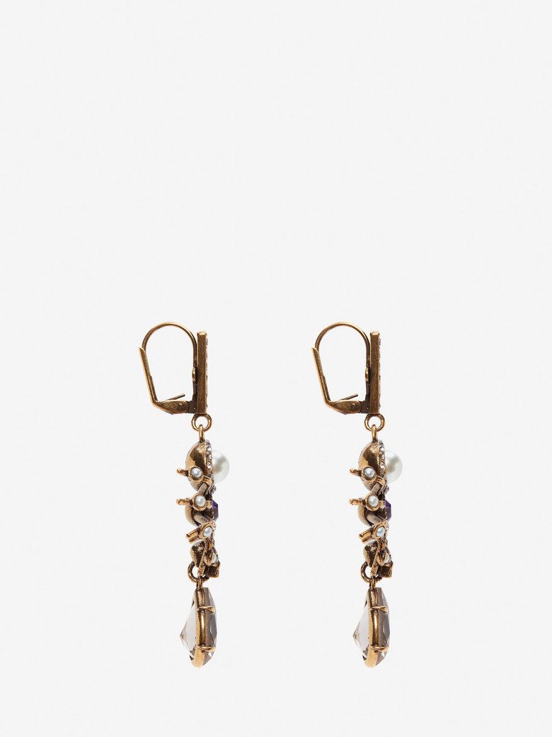 ALEXANDER MCQUEEN GOLD-TONE, SWAROVSKI CRYSTAL AND FAUX PEARL EARRINGS ...