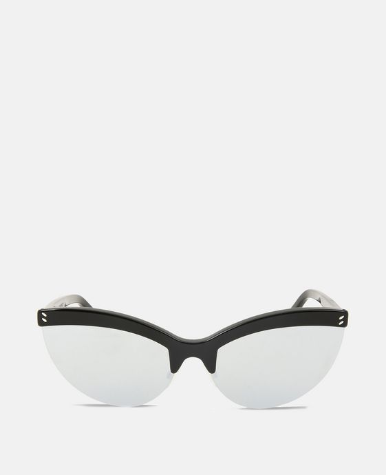 Black Semi-Rimless Cat Eye Sunglasses
