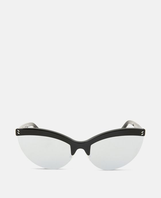 Black Semi-Rimless Cat Eye Sunglasses
